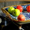 LUCBEI Fruit Bowls Rectangular Fruit Plate Retro Ceramic Fruit Bowl Living Room Dining Room Desktop Decor Double Ear Handle Fruit Dish Candy Bowl fruit basket view 4