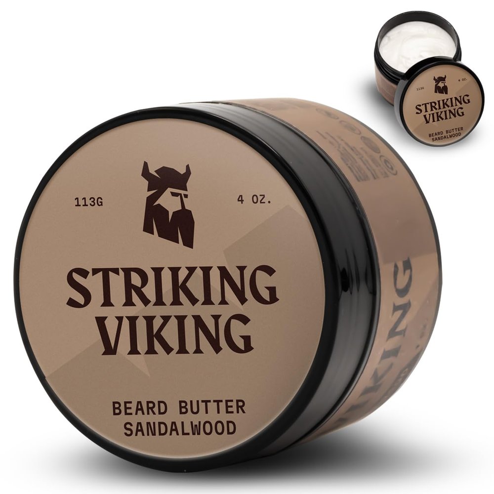 Striking Viking Beard Butter for Men - 113 g, Pack of 1, Sandalwood - Softening, Nourishing Beard Conditioner & Facial Hair Softener - Versatile Grooming for All Hair Types Beard Care