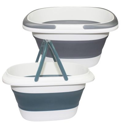 2 Pack Large Collapsible Bucket 4.2 Gallon/16L Portable Collapsible Bucket Foldable Laundry Basket Lightweight Mop Bucket with Handle for House Cleaning, Car Washing, Fishing, Camping