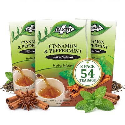 Dalgety Cinnamon and Peppermint Herbal Infusion 40g Cartons (3 Pack) 100% Natural, Caffeine Free Tea (Total 54 Teabags); Delicious and Packed with Unique Health Benefits