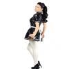 24 Colors Cosplay Maid Dress + Apron Sexy High Neck Latex Dress Lady Role Play Servant Costume Retro Party Short Sleeve Vestido view 2