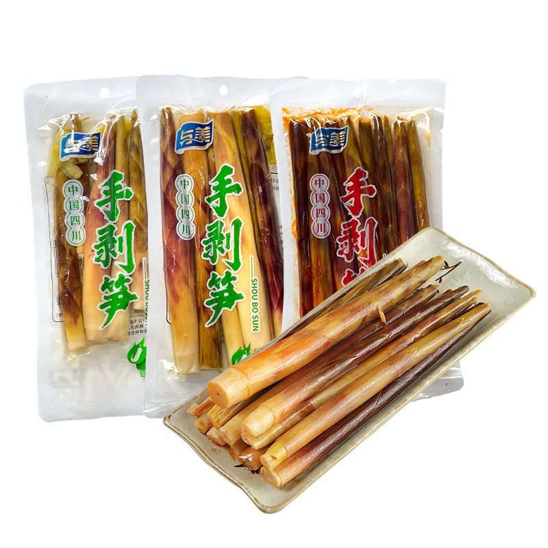 Instant Fresh Pickled pepper Crispy Bamboo shoots,hand peeled bamboo shoots,mountain pepper bamboo shoots,pickled vegetables,spicy chinese snack gift pack,spicy strips (Mountain pepper200g,6pack)