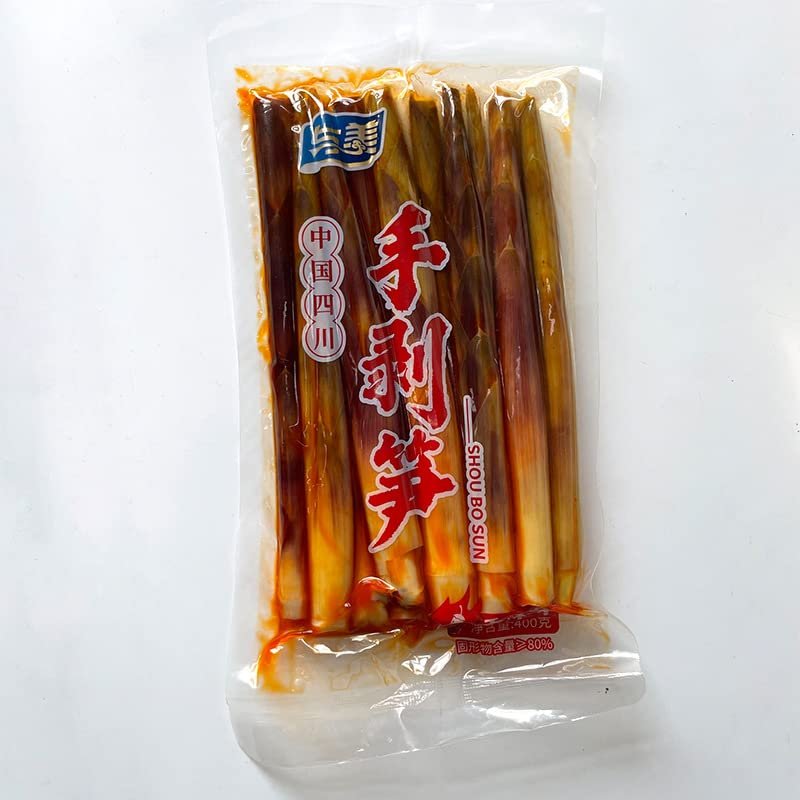 Instant Fresh Pickled pepper Crispy Bamboo shoots,hand peeled bamboo shoots,mountain pepper bamboo shoots,pickled vegetables,spicy chinese snack gift pack,spicy strips (Spicy flavor200g,1pack)