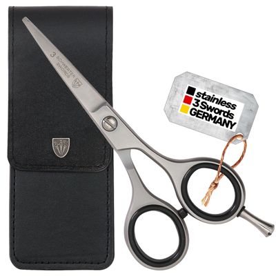 3 Swords Germany Professional Beard Hair Scissors, Stainless Steel, Straight Blade, Sharp, with case