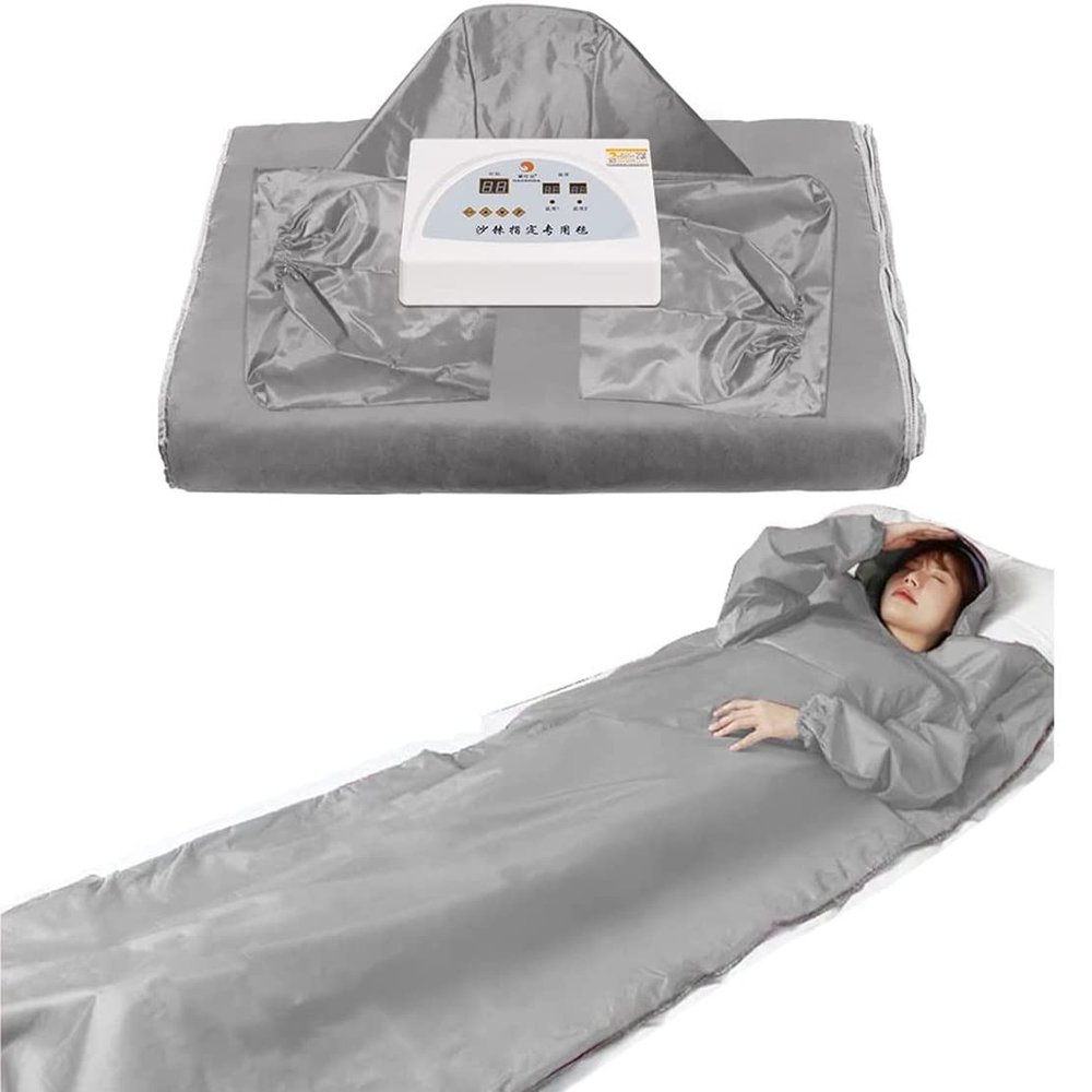 Sauna Blanket Detox Far Infrared, Low EMF Portable Sauna for Relax and Detox Your Body and Mind, Body Shaper Detox Therapy Anti Aging Beauty Machine, Silver