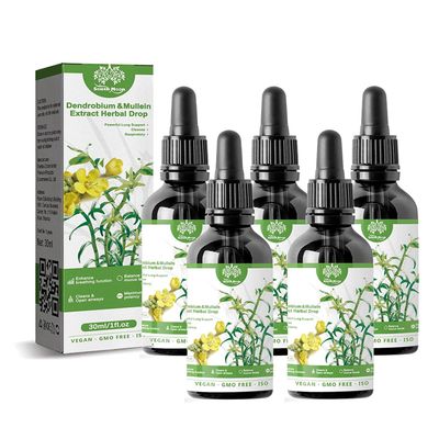 Clearbreath Dendrobium & Mullein Extract - Dendrobium & Mullein Extract Herbal Drops, Powerful Lung Support & Cleanse & Respiratory, Herbal Lung Health Essence, Herbal Body Care Essence 30ml (5pcs)