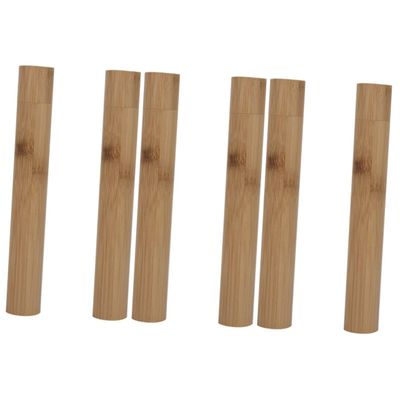 Cabilock 6pcs Portable Travel Toothbrush Case Container Wood Toothbrush Storage Holder for Travel Toiletries