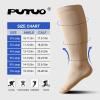 Plus Size Compression Sock For Women: Men Graduated Wide Calf Compression Stockings for Support Flight Travel Running Pregnancy Sports Edema Nurses Seniors Athletic Socks 20-30 mmHg Beige 7XL 1Pairs view 2