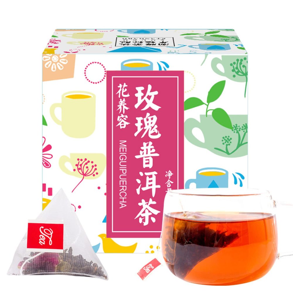 cn herb Rose Pu 'er Tea Triangle Bag Tea 3g/ Bag Independent Small Bag Three-dimensional Triangle Tea Bag Tea Bag