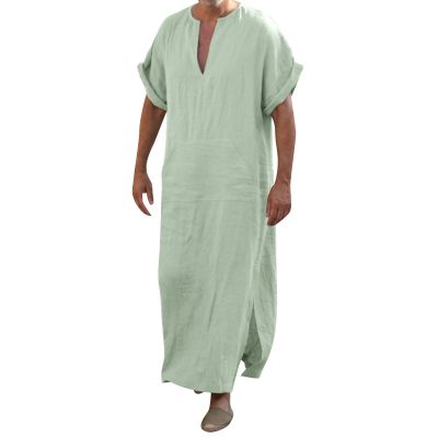 Arabic Clothing Loose Men's Muslim Dresses Islamic Clothing Men, Long Sleeve Kaftan Muslim Dresses Men's Islamic Clothing Long Muslim Dresses, Green, XXL