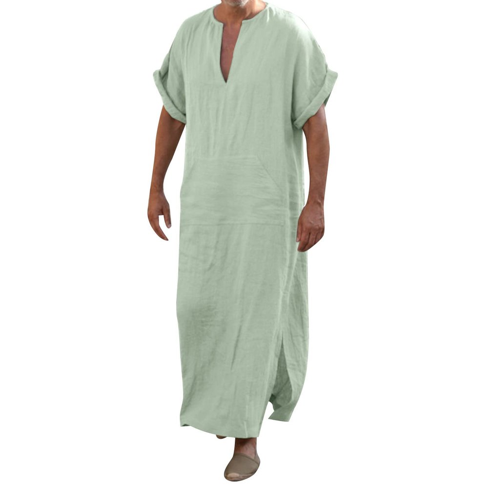 Arabic Clothing Loose Men's Muslim Dresses Islamic Clothing Men, Long Sleeve Kaftan Muslim Dresses Men's Islamic Clothing Long Muslim Dresses, Green, XXL