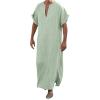 Arabic Clothing Loose Men's Muslim Dresses Islamic Clothing Men, Long Sleeve Kaftan Muslim Dresses Men's Islamic Clothing Long Muslim Dresses, Green, XXL view 1