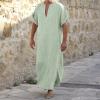 Arabic Clothing Loose Men's Muslim Dresses Islamic Clothing Men, Long Sleeve Kaftan Muslim Dresses Men's Islamic Clothing Long Muslim Dresses, Green, XXL view 3