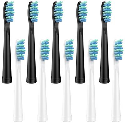 10 Pack Electric Toothbrush Replacement Heads Compatible with FW-507/508/515/551/917/959/2011/D1/D3/D7/D8,SG-E9/507/958 - Toothbrush Heads (5 Black+5 White)