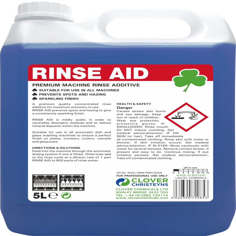 Clover Rinse Aid - Premium Rinse Aid Additive (407) 5 Ltr