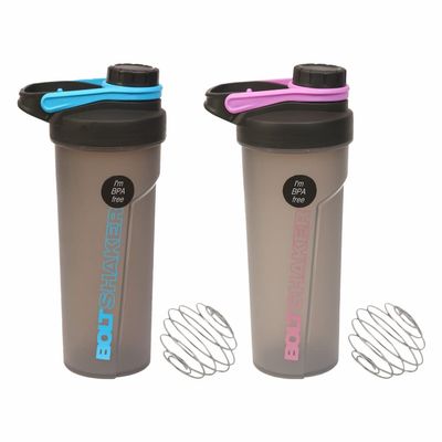 Protein Shaker Bottle 700 ML with Wire Ball BPA Free Leak Proof Screw On Lid, Secure Drink Flip Cap Sports Supplements Shaker Cup, Plastic Shaker Bottle Perfect Fitness & Workout Partner (Random)