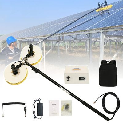bcomedrag Solar Panel Cleaning Rotating Brush,Electric Solar Panel Cleaning Brush,Double Disc Automatic Water Sprayer,Lightweight/Easy To Handle,For Cleaning Sloped Roofs/Ponds,3.5/5.5/7.5M,5.5m