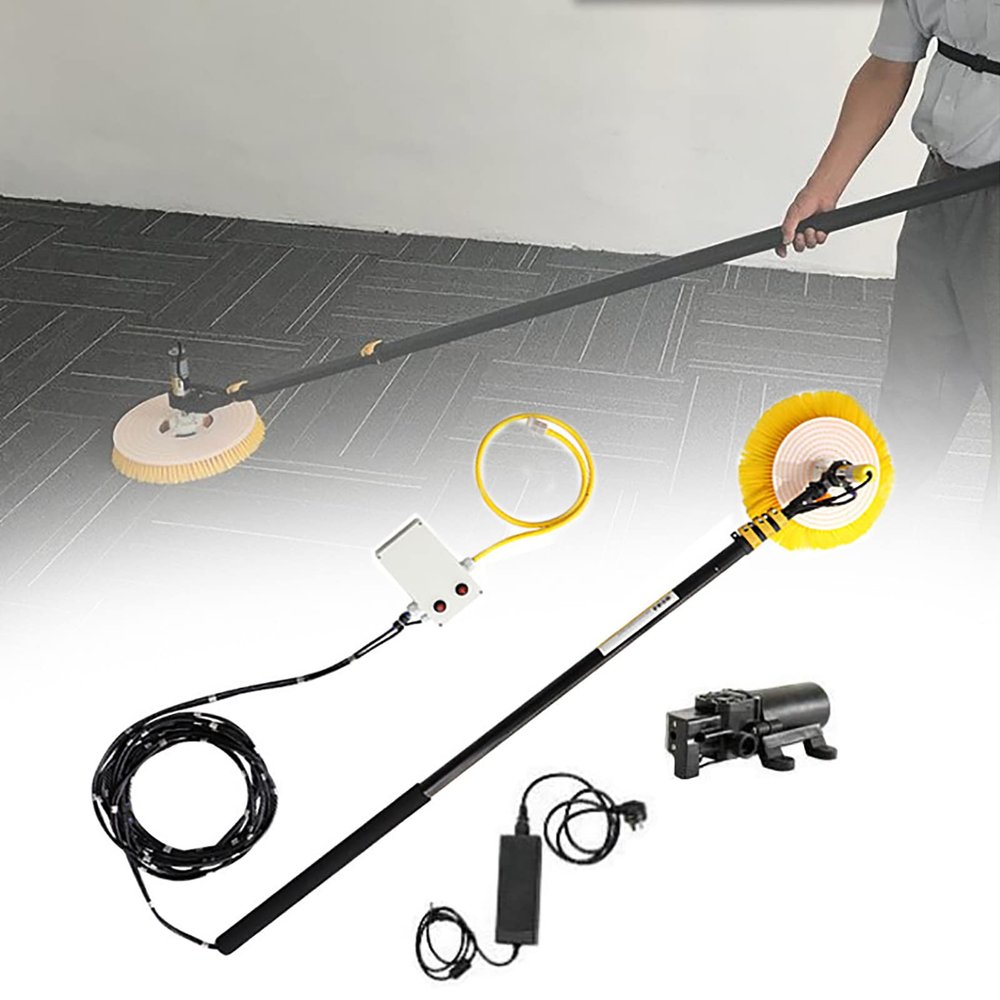 bcomedrag Solar Robot Cleaning Brush Cleaner Module Panel Washing Machine Single Head Electric Solar Photovoltaic Panel Cleaning Tool Water Fed Telescopic Pole Brush 3.5/5.5/7.5m,3.5m
