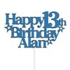 Personalised Happy Birthday Cake Topper by KreateSquare | Custom Party Decoration with Any Name Any Age | Multicolour Acrylic Cake Topper 13th 16th 18th 21st 30th 50th 60th 80th (Blue) view 1