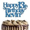 Personalised Happy Birthday Cake Topper by KreateSquare | Custom Party Decoration with Any Name Any Age | Multicolour Acrylic Cake Topper 13th 16th 18th 21st 30th 50th 60th 80th (Blue) view 3