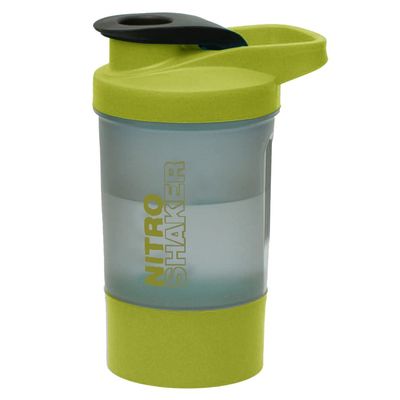 600ml Protein Shaker Bottle with Wire Mixball Whisk Non-Drop 100% Leak Proof Twist Flip Flap Secure Lid Strong Durable Plastic Bottle Detachable Cup for Gym Workout, Sports Nitro Shaker (Green)