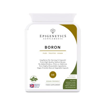 Boron 1mg | 1000mcg | Boron Supplement (Sodium Borate) | 60 Vegan Friendly Capsules UK Made | 1 Capsule Daily (2 Month Supply)