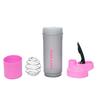 1 x 600 ML Plastic BPA Free Protien Shaker Bottle with Storage Compartment for Protein Powder Supplements Measurement Scale Steel Mixing Ball Leak Proof Flip Cap Screw Lid 100% Food Grade (pink) view 3