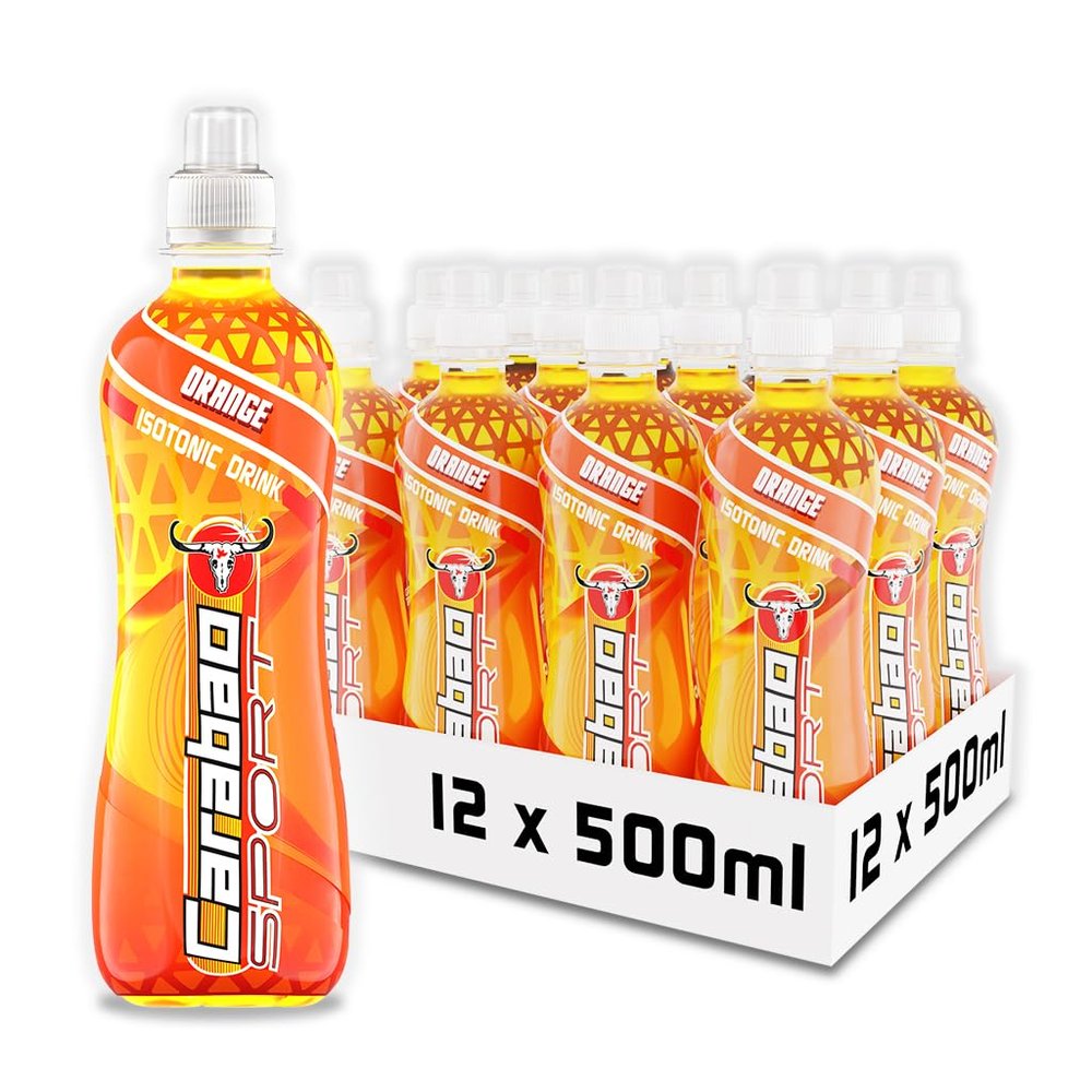 Carabao Sport Energy Drink Orange, 12 x 500ml Bottles Case, Isotonic, Electrolytes, No Aspartame, B Vitamins B6 B12, Sports Drink, Hydration, Performance, Fruit Flavour, Vegan, Bulk Crates, Multipack