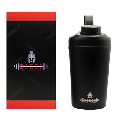 Steel Rebel - Protein Protein Double-Walled Insulated Shaker Stainless Steel with High-Quality Powder Coating - Ideal for Sports, Fitness and Home Workout - 900 ml BPA-Free