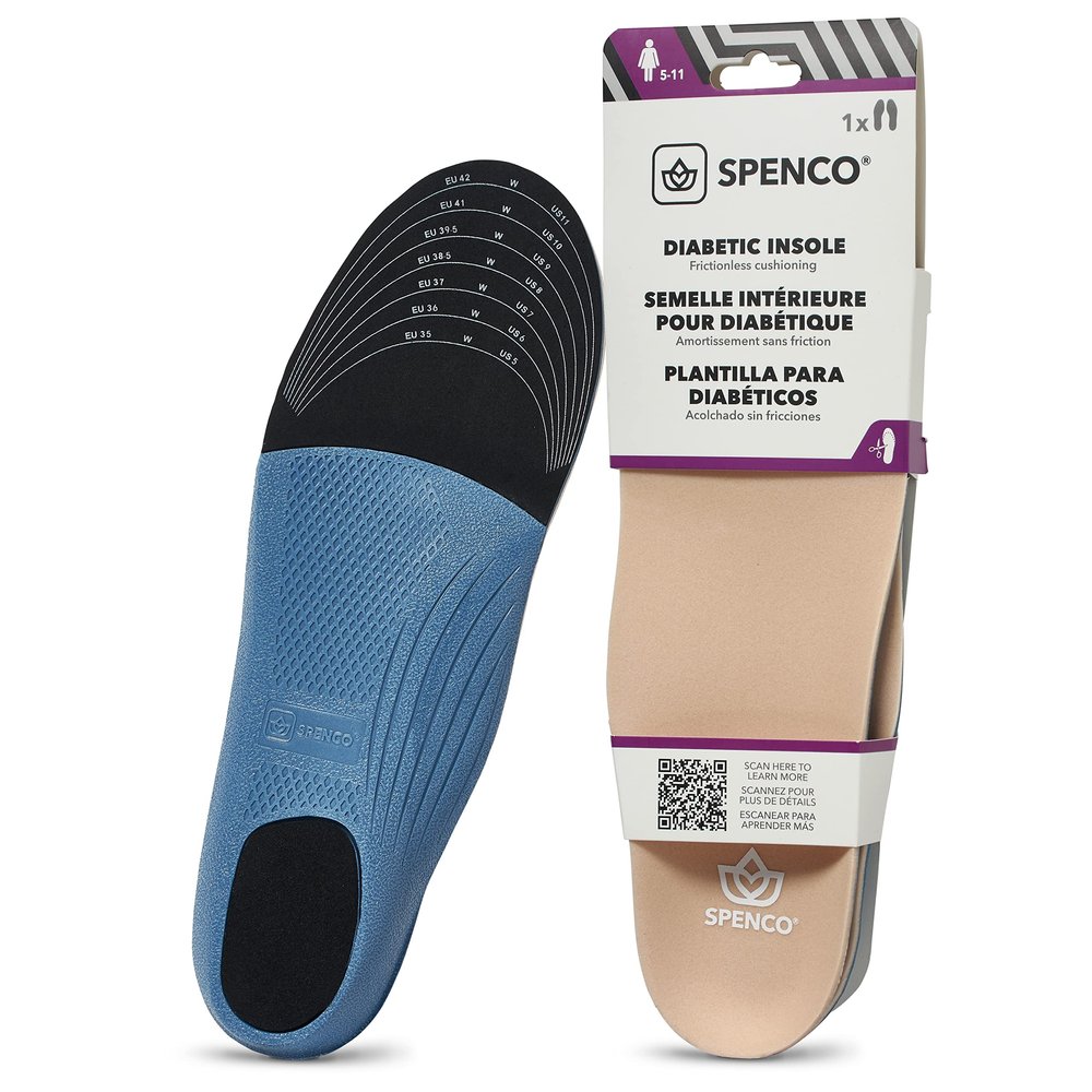Spenco Diabetic Insole for Cushioning, Reduced Friction, Foot discomfort and All Day Comfort - Women 5-11