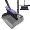 ZUBULUN Long Handled Dustpan and Brush Set, 138CM Tall Swivel Sweeping Broom and Dust Pan for Kitchen Indoor Outdoor Garden Lobby Office (Gray Purple), Gray and Purple view 1