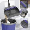 ZUBULUN Long Handled Dustpan and Brush Set, 138CM Tall Swivel Sweeping Broom and Dust Pan for Kitchen Indoor Outdoor Garden Lobby Office (Gray Purple), Gray and Purple view 4