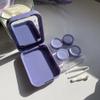 Baokuan Contact Lens Cases Travel Contact Lens Holder Blue Pink Purple Portable Kit Case with Two Solution Bottle Tweezers Wearing Stick view 3