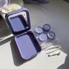 Baokuan Contact Lens Cases Travel Contact Lens Holder Blue Pink Purple Portable Kit Case with Two Solution Bottle Tweezers Wearing Stick view 2
