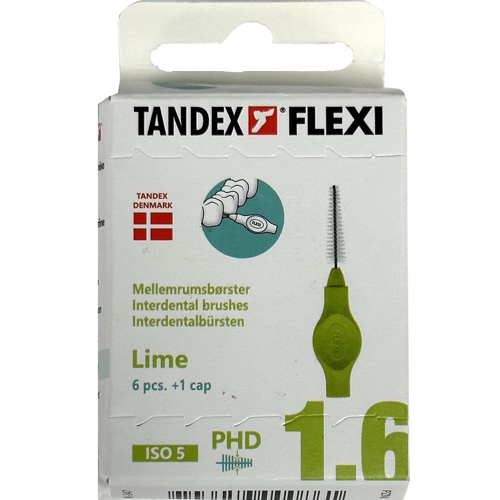 Tandex Flexi 6 ISO 5 Lime 1.6mm Interdental Brushes - Pack of 10