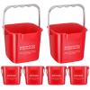 6 Pcs 6 Quart Cleaning Bucket Small Sanitizing Square Bucket Detergent Pail for Home Commercial Restaurant Kitchen Office School(Red) view 1