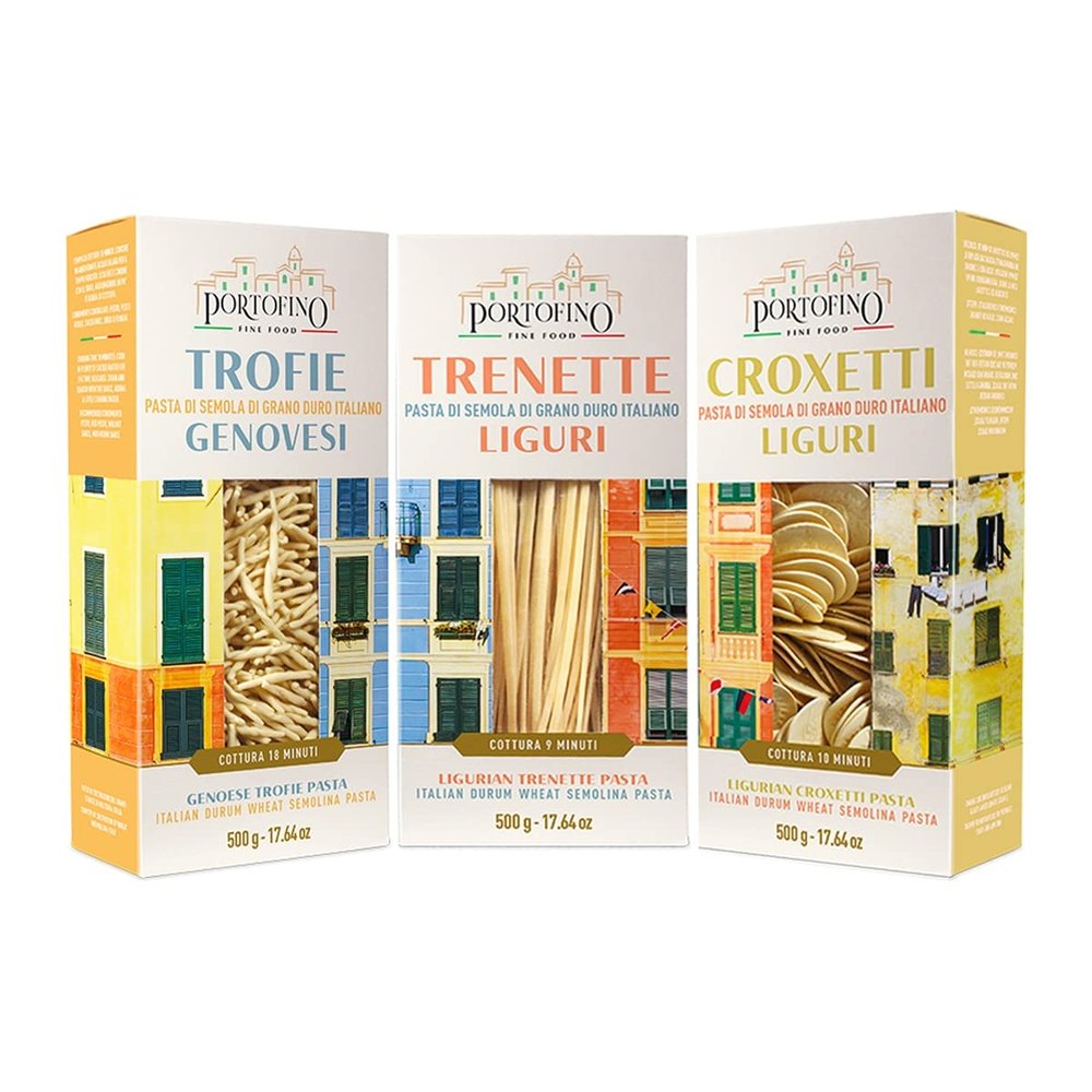 Portofino Fine Food - Trofie, Trenette and Croxetti - Traditional Ligurian Pasta - 3 x 500 g