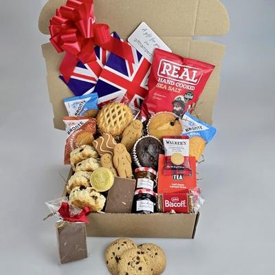 Afternoon Tea Gift Hamper Box Scones, Muffins, Flapjack, Biscuits, Tea Bags and Preserves British Tea Food Selection for 24 People