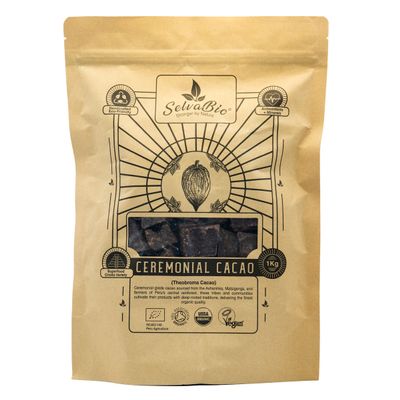 Organic Ceremonial Grade Cacao - 100% Raw Criollo Variety from Farmers and Ashaninka & Nomatsigenga Tribes in Peru, 1000g - 1kg