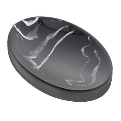 CIYODO Marble Pattern Resin Soap Dish Holder for Bathroom Decorative Soap Storage Box Drainage Black Color Household Use