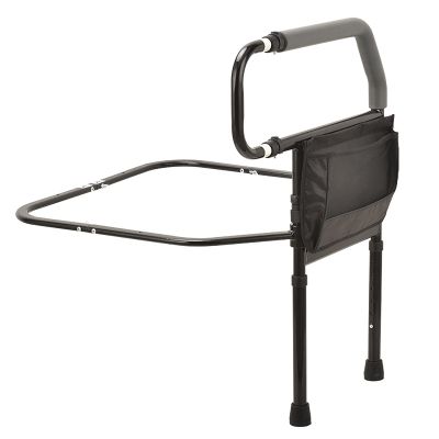 THREMA Safety Hand Rail, Adjustable In Height Steel Bedside Handrail, Foldable Safety Bar Can Bear with Storage Pocket, for The Elderly, Pregnant Women, People In Need