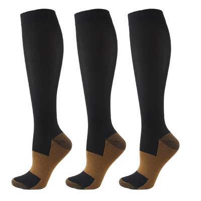 HYCOPROT Compression Socks for Women & Men Circulation (3 Pairs) 15-20 mmHg for Athletics Running Nurses Pregnancy TravelS-M, Black/Yellow