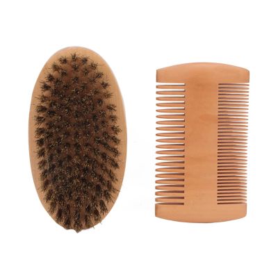 ZJchao Beard Brush Kit for Men, Beard Kit, Beard Brush, Beard Comb, Double Sided Wooden Comb, Soft Brush for Beard Shaping and Trimming, Gifts for Men