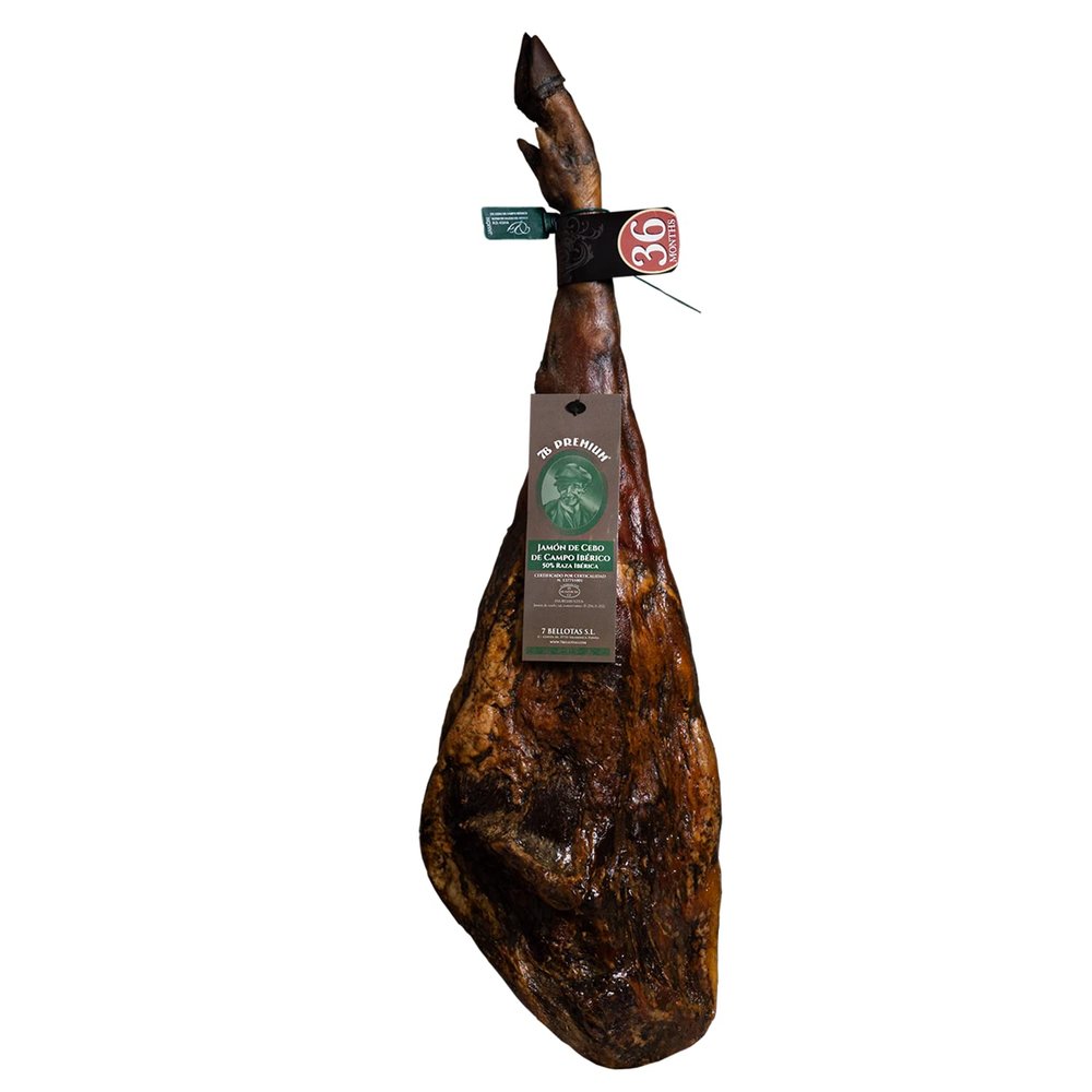 7 BELLOTAS Pata Negra iberico Cured Ham | Made From Grain Fed 50% Iberico Pigs | Jamon iberico Cebo de Campo Guijuelo (Bone-in + 7 Kg.)