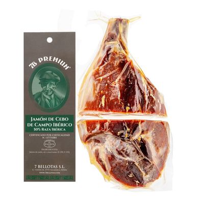 Pata Negra iberico Ham | Made From Grain Fed 50% Iberico Pigs | Jamon iberico Cebo de Campo | 7 BELLOTAS Guijuelo (Boneless + 3,3 Kg.)
