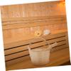 Cabilock Wooden Sauna Bucket and Spoon Set for Home and Spa Use, White Pine Material with Plastic Liner and Rope Handle, Practical Sauna Accessories for Water Pouring and Steam Bathing view 3