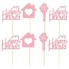 Gyufise 24 Pack Sweet Home Cupcake Toppers Glitter key Housewarming Cupcake Picks for Welcome New Home Theme Party Cake Decorations Supplies Pink view 3