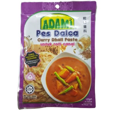 Adami Curry Dhall Paste for Roti Pes Dalca untuk Roti Canai Malaysian Lentil Curry, Halal, 120g Each