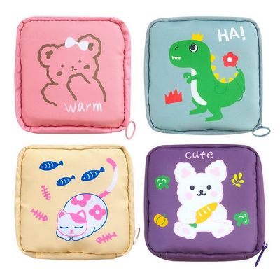 AOOPOO 4 Pack Sanitary Napkin Storage Bag Menstrual Cup Pouch Portable Pads with Zipper Feminine Menstruation First Period Bags for Teen Girls Women Ladies