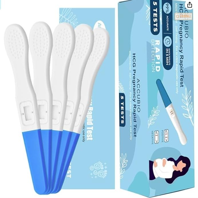 ACCUBIO Rapid Detection Pregnancy Test, Extra Sensitive HCG Urine Midstream Test, Early Detection Pregnancy Test Strips, Result Within 5 Minutes, Over 99% Accurate, 25mIU/mL 5PACK